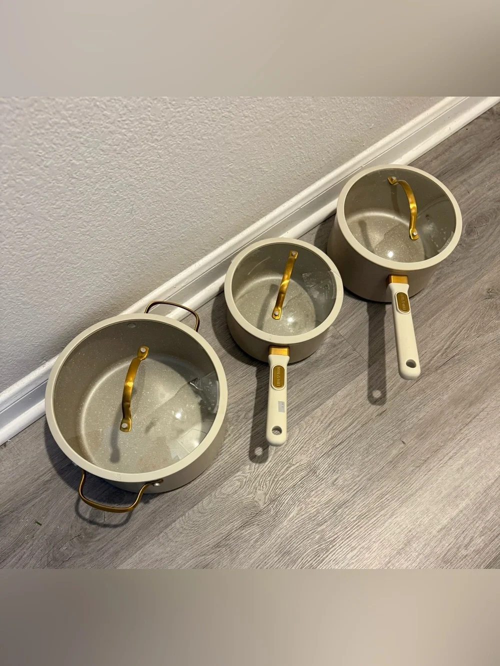 Thym & Table Granite 3 Pcs Ceramic Nonstick Cookware Tube & Gold